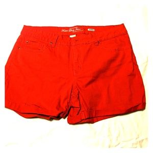 Red cuffed shorts